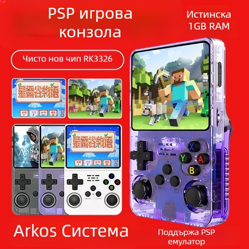 R36S преносима игрова конзола с материнска платка V20, PSP емулатор, носталгичен ретро дизайн, 64GB