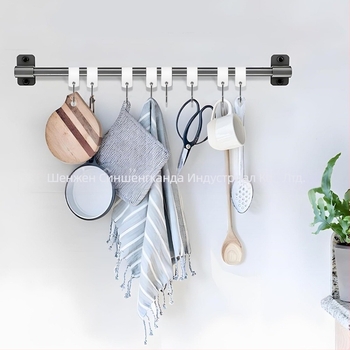 6 броя бели метални S-образни закачалки с кожен детайл за кухня, баня и спалня