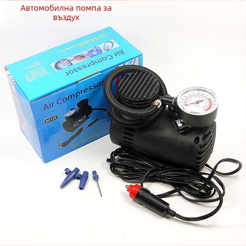 Преносим компресор за гуми за автомобили, мини инфлаатор, 12V, цифров дисплей