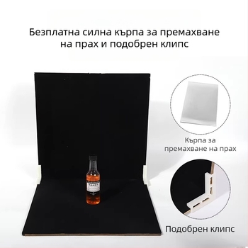 40×40 cm фонов плат за снимане, велурено абсорбиращо светлината платно и черна фонова дъска