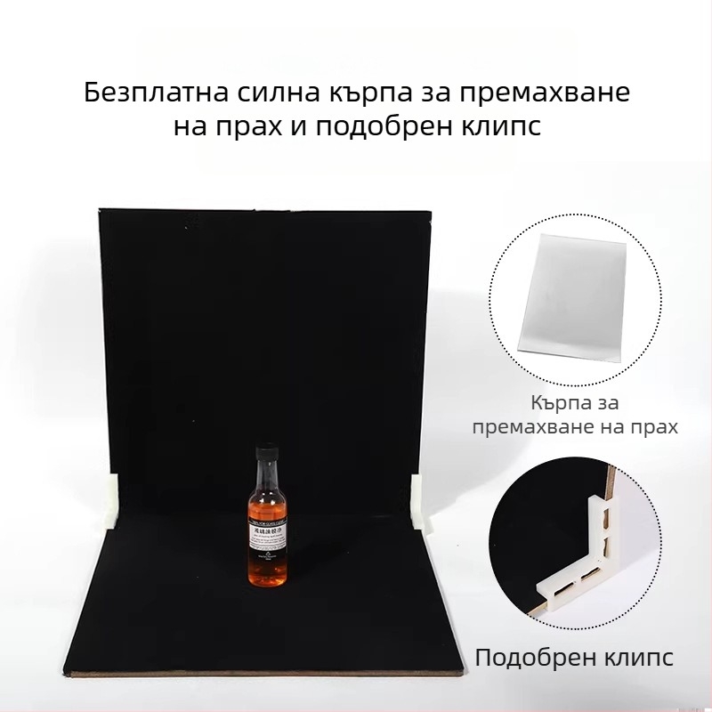 40×40 cm фонов плат за снимане, велурено абсорбиращо светлината платно и черна фонова дъска