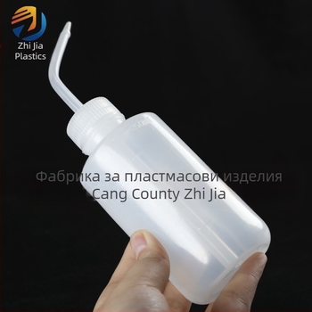 Пластмасова промивна бутилка за лаборатория с извита дюза, бяла, 250 ml/500 ml, с измервателни деления