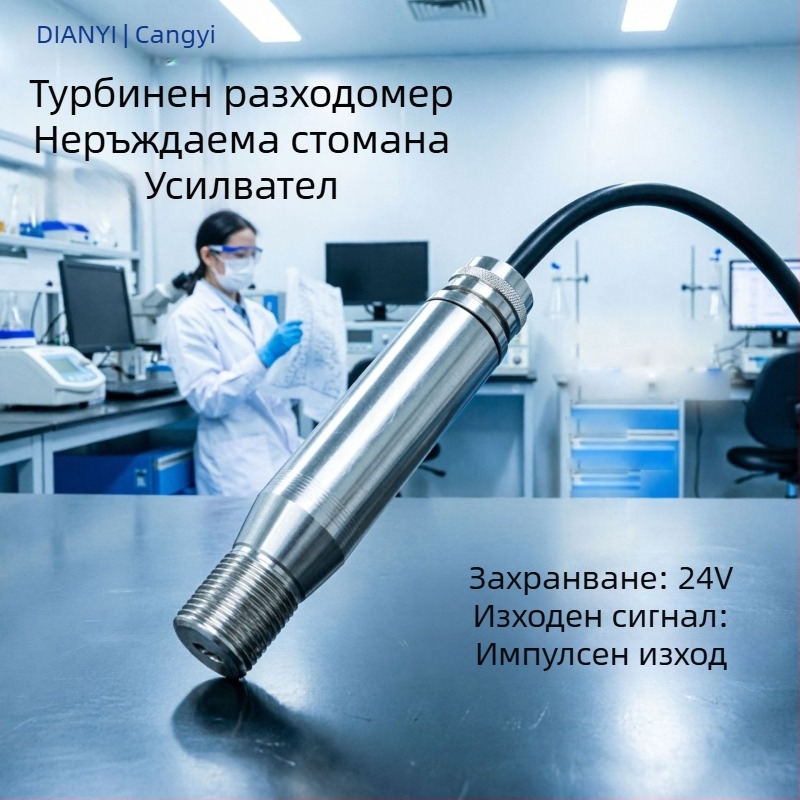 Cangyi Неръждаема стомана течен турбинен дебитомер със усилвател на сигнала, 4-20 мА, импулсен изход, RS-485 предавател