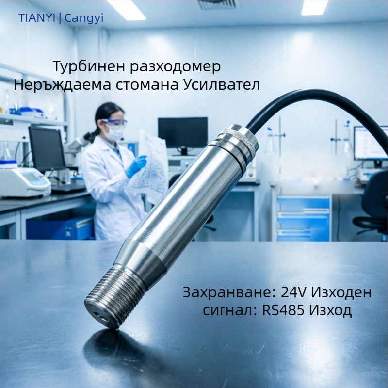 Cangyi Неръждаема стомана течен турбинен дебитомер със усилвател на сигнала, 4-20 мА, импулсен изход, RS-485 предавател