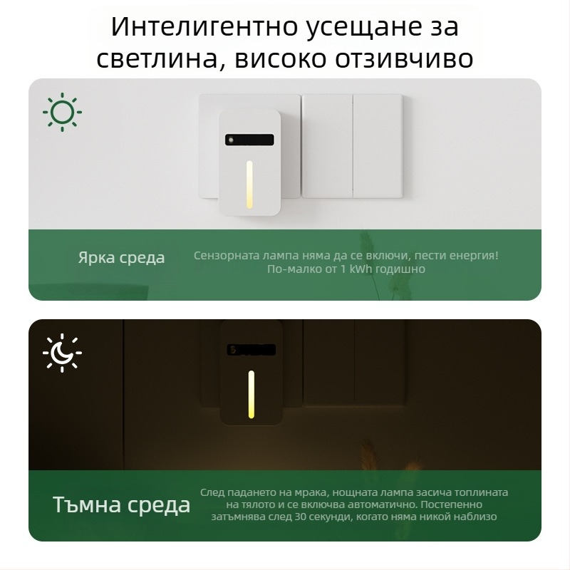 Сензорна нощна лампа за спалня и антре, атмосферично осветление за коридор и стълбище