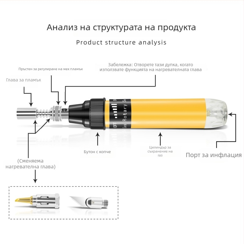 Пен-тип газов паялник и заваръчен факел, преносим компактна газова паялна система за ремонт и спояване
