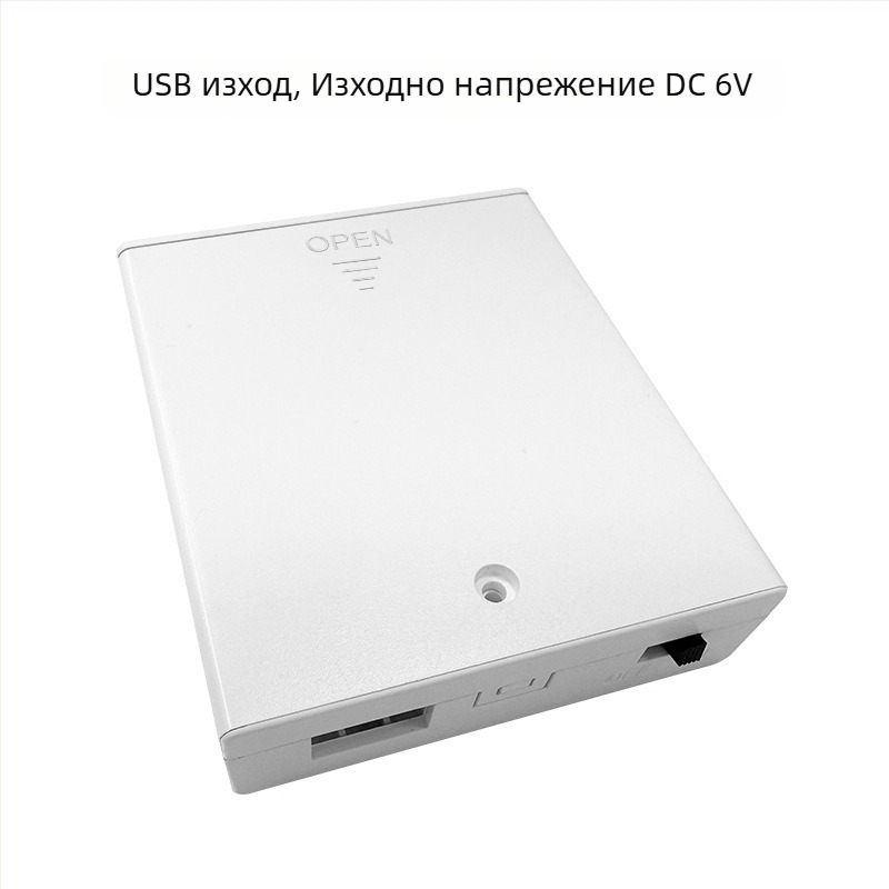 Бял държач за 4 AA батерии, 6V последователно захранване, USB изход, за светлинни ленти на играчки