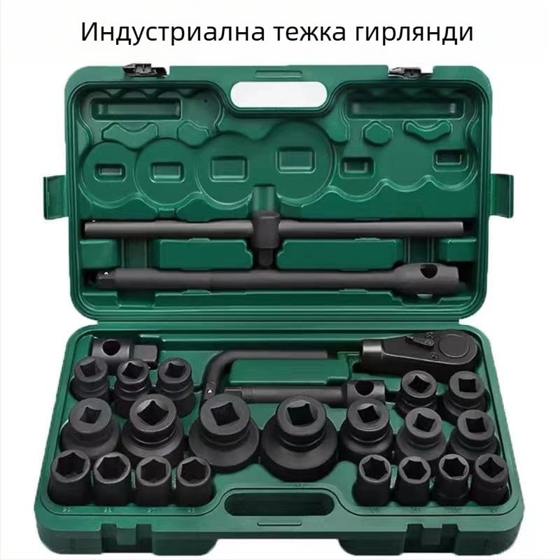 3/4 тежък въздушен комплект сокети, 26 части, 1/2 инча и 1 инч драйв, за ремонт на автомобили