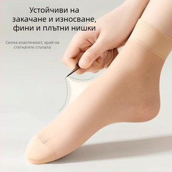 Изабел – собствена марка: шелкови чорапи за жени, велурени чорапи, тънки, свободно прилепнали, издръжливи, телесен цвят, къси чорапи