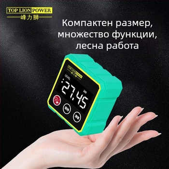 Дигитален инклиномер с магнитна база и електронно ниво — цифров дисплей за измерване на ъгли при строителство