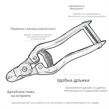 Ножици за цитрусови плодове с форма на гнездо, ножици за беритба на домати, ножици за портокали Навел, ножици за дървета и плодови дървета, ножици за беритба на плодове, тънки ножици за плодове
