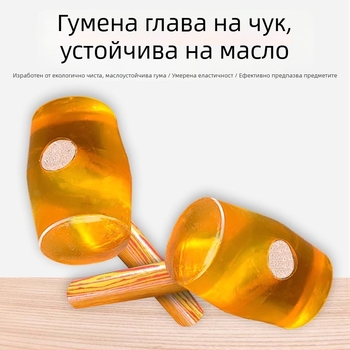 Чук с дървена дръжка и прозрачен гумен връх за плочки и мраморни подове, монтаж