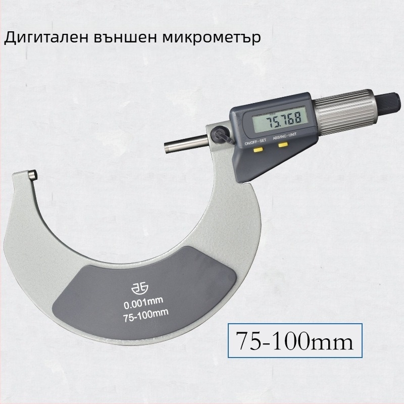 Електронен дигитален външен микрометър, диапазон 0–25–50–75–100 mm, висока прецизност на измерване на външния диаметър