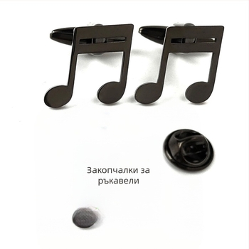 Брошка с музикална нотка и маншетни копчета – креативен дизайн, луксозни аксесоари за костюми