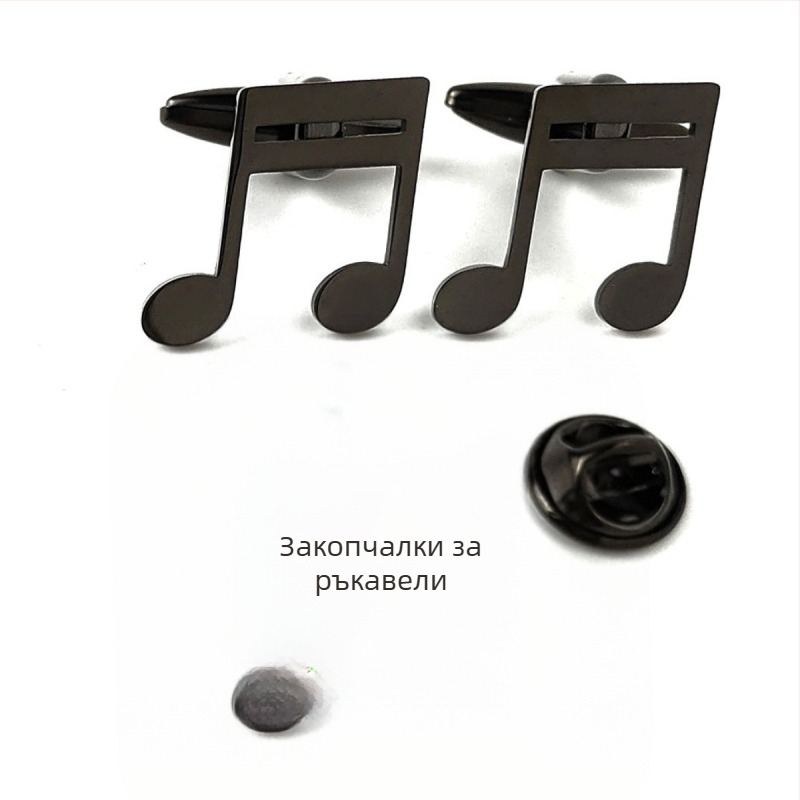 Брошка с музикална нотка и маншетни копчета – креативен дизайн, луксозни аксесоари за костюми