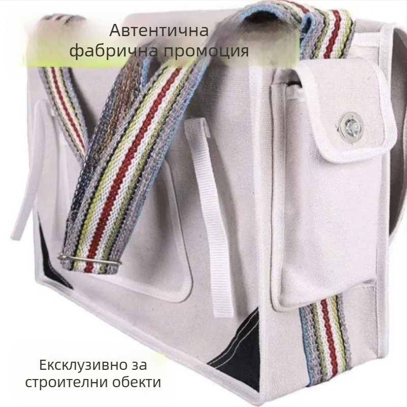 Чанта за електротехници от платно, голяма мултифункционална раменна чанта за дърво и метални инструменти, износоустойчива и удебелена, за зидари