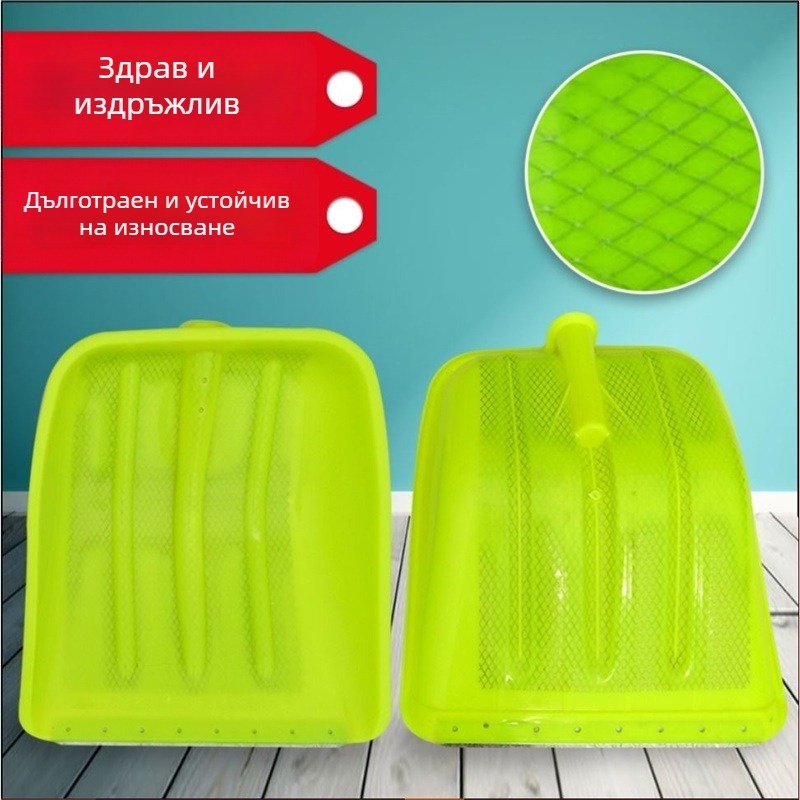 Снежна лопата с пластмасово тяло и закалено пластмасово чело, удебелен дизайн, голям размер, дървена дръжка, сгъваема, модел Q27343