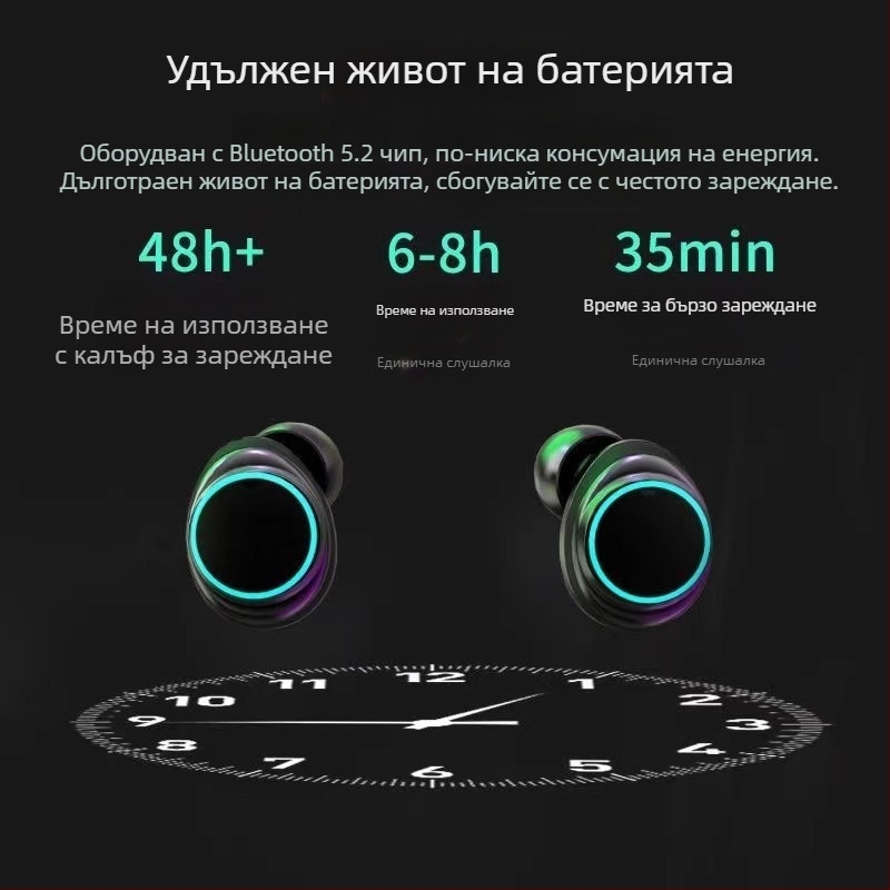 M25 Bluetooth слушалки със сензорно управление, метален механичен стил, ниско потребление на енергия, за електронни спортове, дигитален дисплей