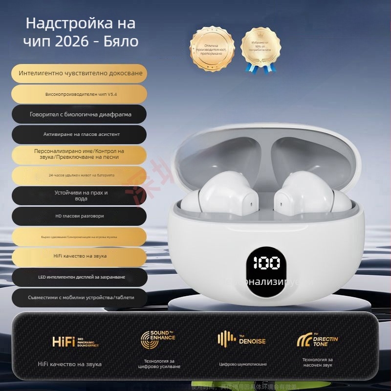 Bluetooth безжични слушалки за ухо, цифров дисплей, гейминг, висококачествен звук