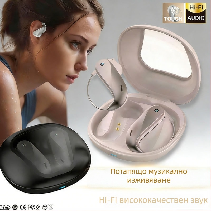 Безжични Bluetooth TWS слушалки със шумопотискане и спортен дизайн с клип за ухото