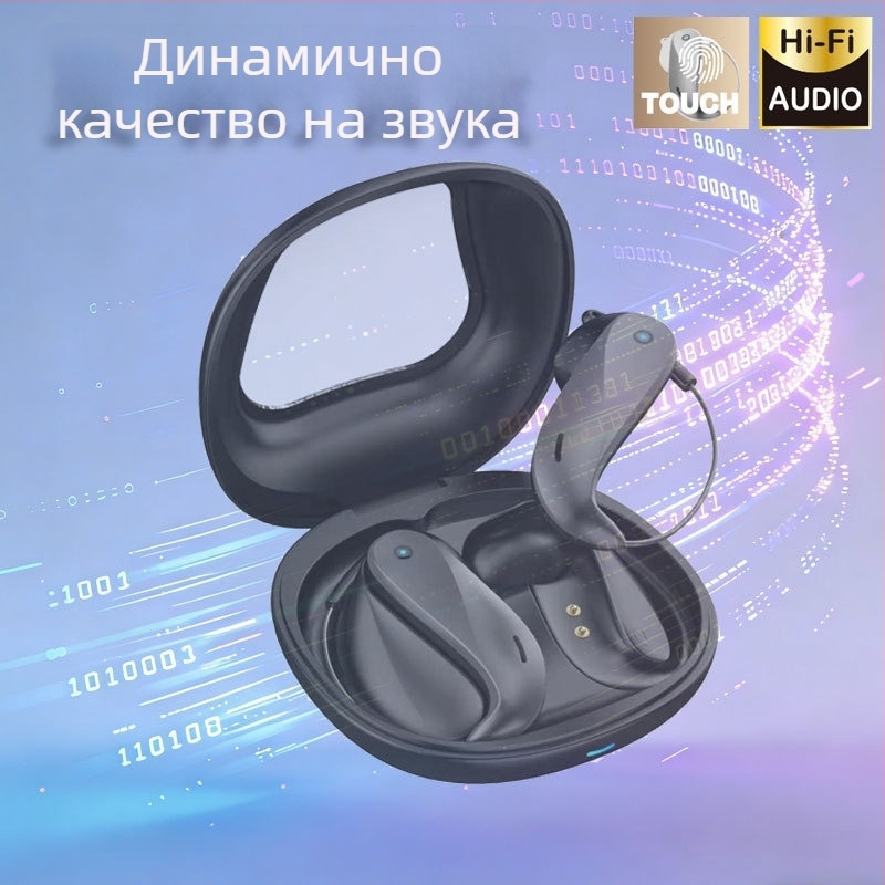 Безжични Bluetooth TWS слушалки със шумопотискане и спортен дизайн с клип за ухото