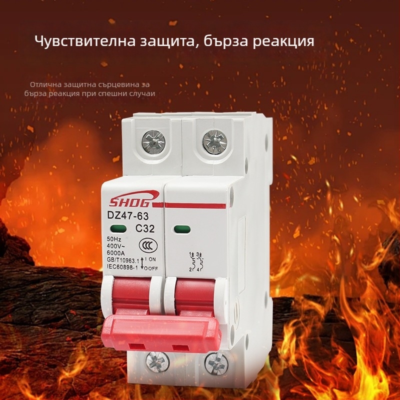 DZ47-2P миниатюрен автоматичен прекъсвач, релсов монтаж C45, 32A