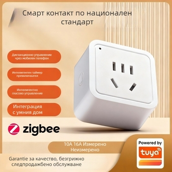Zigbee интелигентен контакт 10A/16A, 5-пинов национален стандарт, таймер