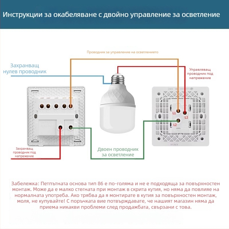 86 тип петключов стенен превключвател за дневна, скрит монтаж, сив панел