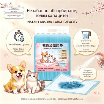 Подложки за урина за кучета, котки и зайци — абсорбиращи подложки, тренировъчни подложки с бамбуков въглен за неутрализиране на миризми
