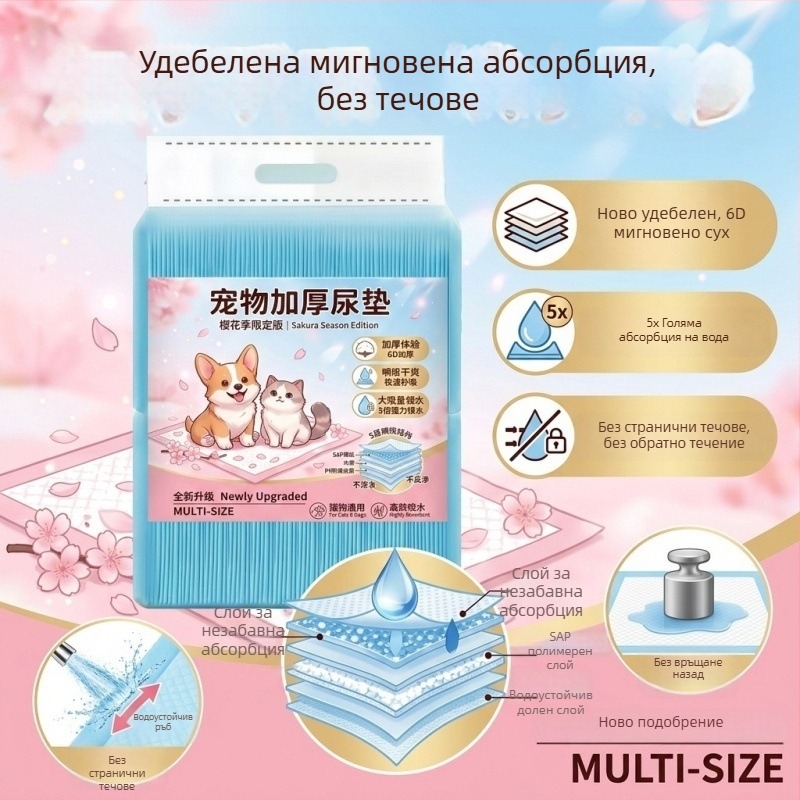 Подложки за урина за кучета, котки и зайци — абсорбиращи подложки, тренировъчни подложки с бамбуков въглен за неутрализиране на миризми