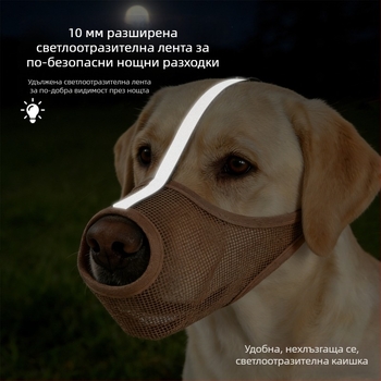 PVC кучешка муцунка — дишаща, светлоотразителна, против ухапване и поглъщане, предотвратява изплъзване
