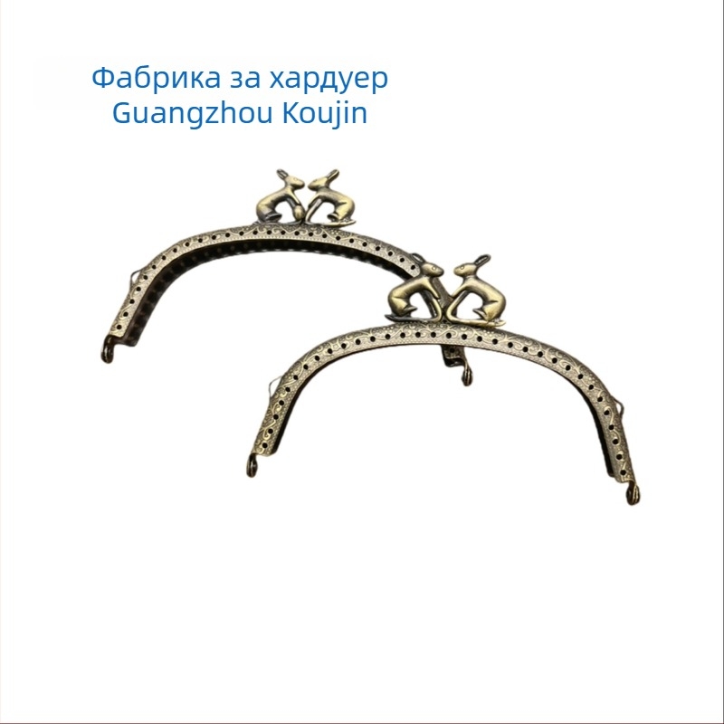 12,5 cm извита закопчалка за чанта с релефна глава на зайче, антично бронзова, DIY класически модел