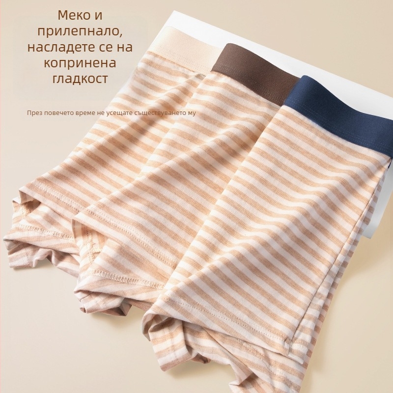 Цветни памучни мъжки боксерки с райета — дишащи и удобни, приятни към кожата, голям размер