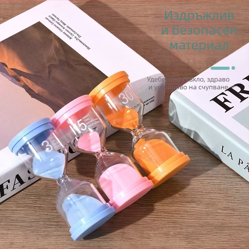 Пластмасов таймер с форма на макарон, детски пясъчен часовник против падане, творчески пясъчен часовник-орнамент, модерен минималистичен дизайн