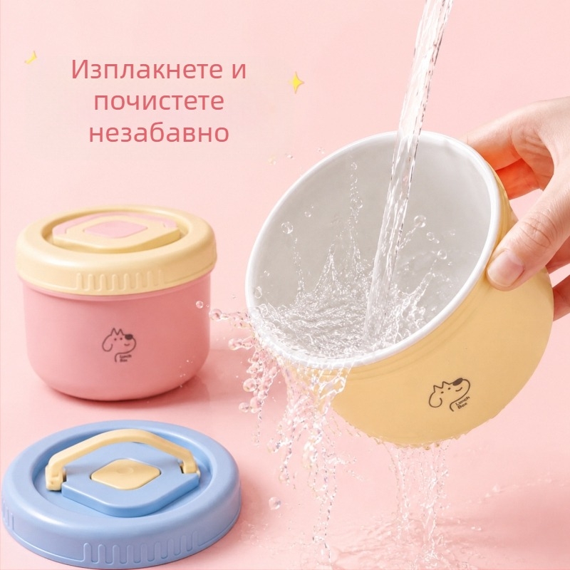 Керамична кръгла кутия за обяд, за офис служители и студенти, обем 1–2 л, еднослойна, без микровълнова, преносима, модерен стил, принт с анимационни мотиви