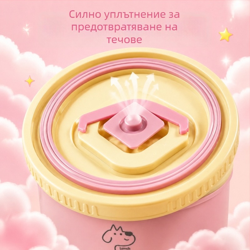 Керамична кръгла кутия за обяд, за офис служители и студенти, обем 1–2 л, еднослойна, без микровълнова, преносима, модерен стил, принт с анимационни мотиви