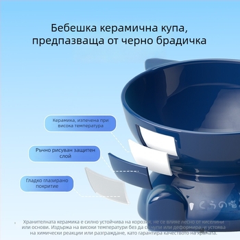 Керамична купа с форма на котешка глава, японски стил, купа за котешка храна с наклонен ръб, стабилна и устойчива на преобръщане, подходяща за вода и храна на домашни любимци.