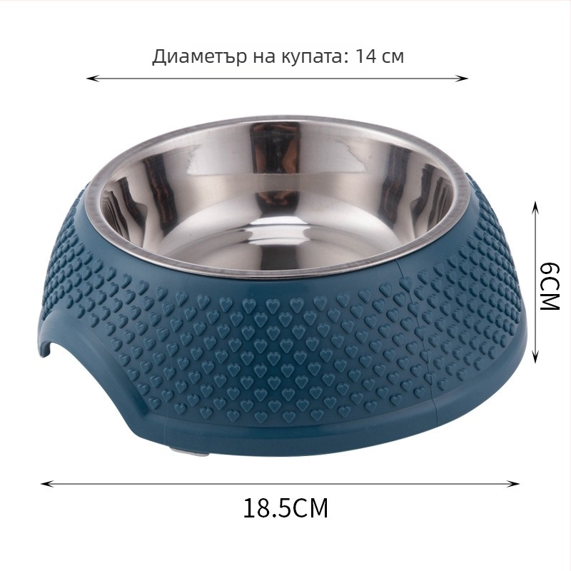 Неръждаема стоманена купичка за домашни любимци за кучета и котки, нехлъзгаща се и против разливи