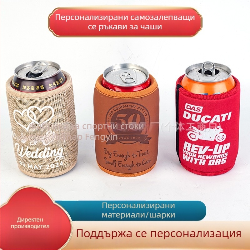PU кожа чаша калъф с релефна противохлъзгаща се текстура, изолиран калъф за кен и чаша