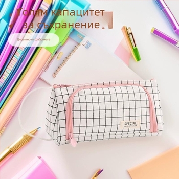 Триъгълен несесер за моливи, корейски стил, голям капацитет, преносима мултифункционална чанта за учене и офис