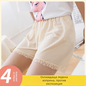 Ice Silk детски шорти за момичета за лято, свободна кройка с дантела, подходящи за носене с поли, за деца 3–8 г