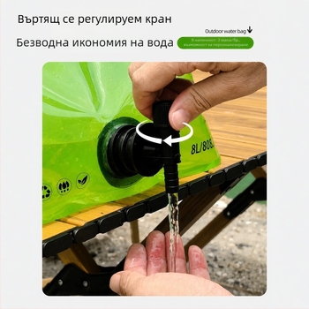 Преносима водна торба за къмпинг, хранителен клас за вода, гъвкава с голям капацитет и удебелени стени за туризъм и питейна вода