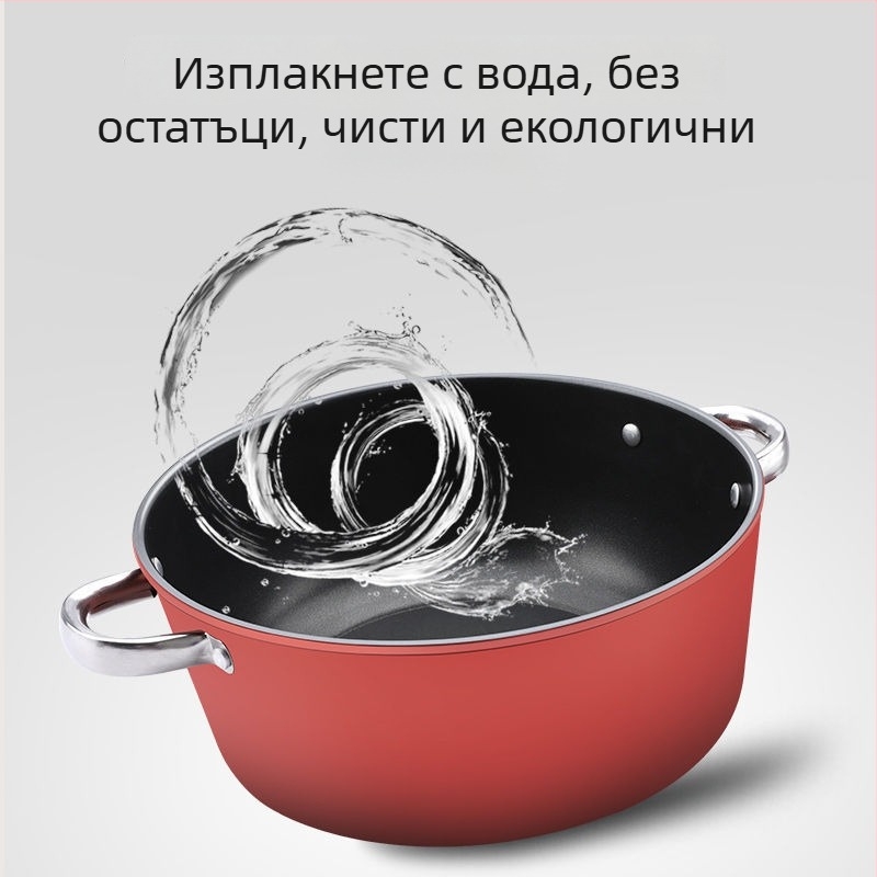 Тенджера за супа с две дръжки от Maifan камък, мултифункционален пароварник за дома, удебелен незалепващ съд със капак
