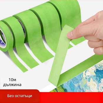 Зелена текстурирана лента за маскиране, без остатък от лепило, за изкуство и рисуване, писеща и маркировка, ширина 10–50 мм, дължина 10/20 м.