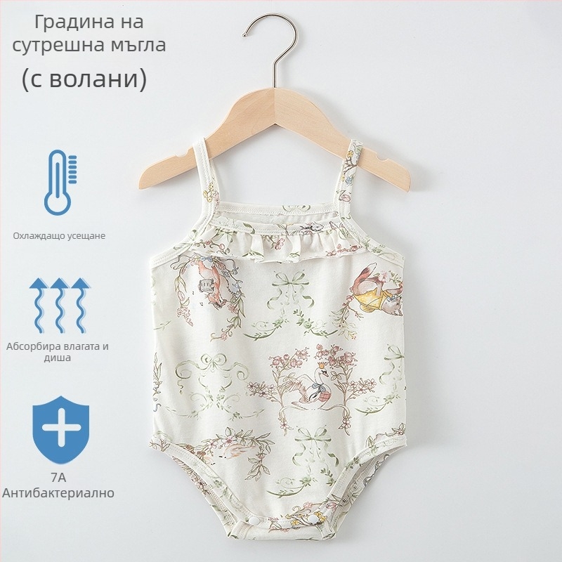 Лятно бебешко гащеризонче без ръкави от 100% памук, презрамки, дишащ