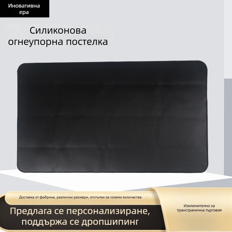 Огнеупорен мат от фибростъкло за вътрешни камини, правоъгълен с заоблени ъгли
