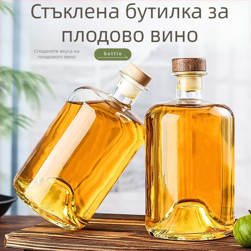 750ml стъклена бутилка за плодово вино и сокове, празна бутилка за вино с коркова тапа