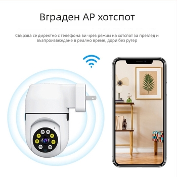 Вътрешна охранителна камера, безжично Wi-Fi 1080p, plug-and-play, Tuya Smart, 360-градусова камера за дома