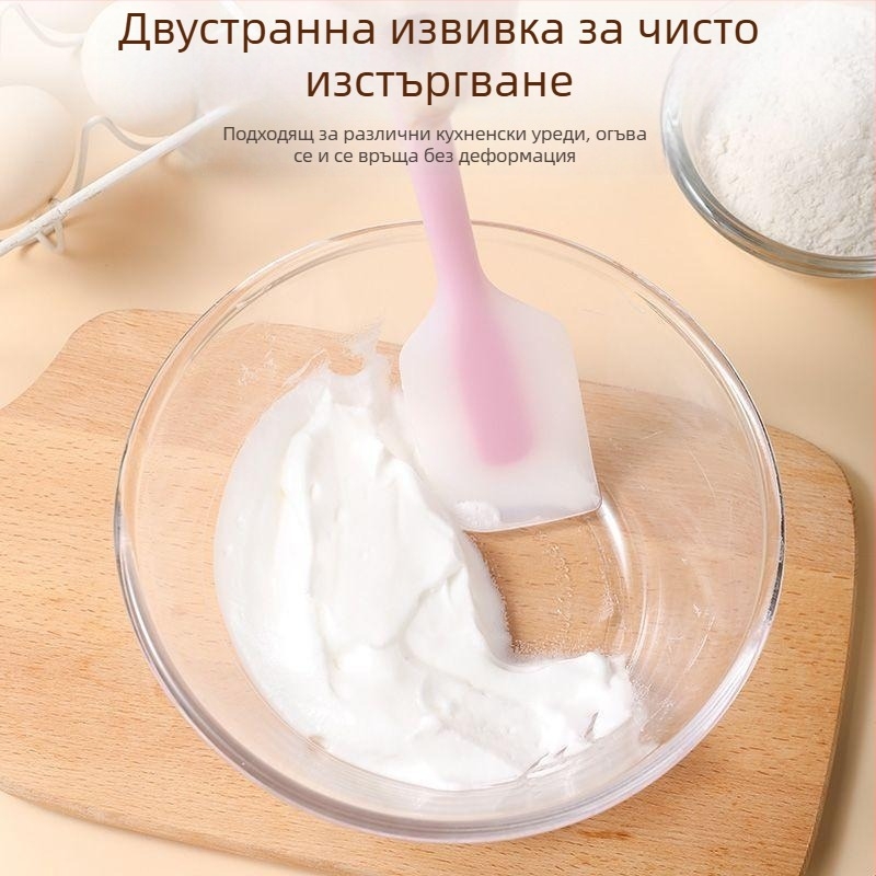 Термоустойчива интегрирана силиконова шпатула за печене със скребер за крем