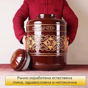 Керамична бутилка за настойване на вино с кранче, удебелена керамика, за домашна употреба, настойване на женшен